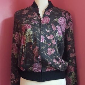 Allison Taylor Floral Silk Bomber Jacket
